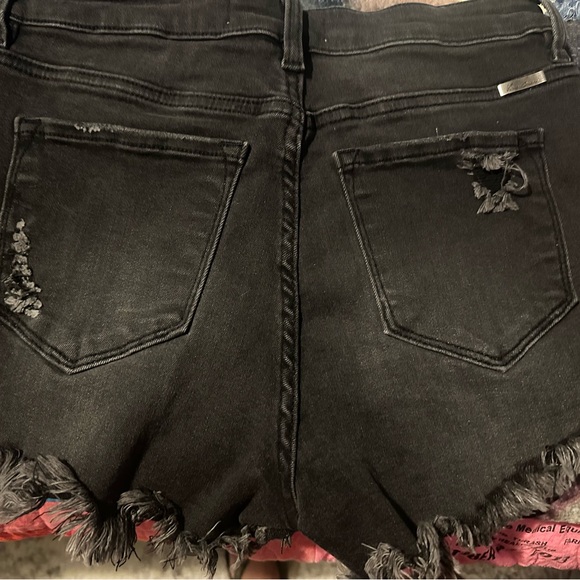 KanCan Charcoal Frayed Hem Jean Shorts - Picture 2 of 3
